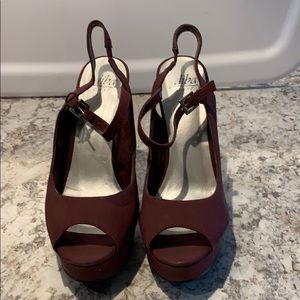 Wine slingback Mary Janes high heel
